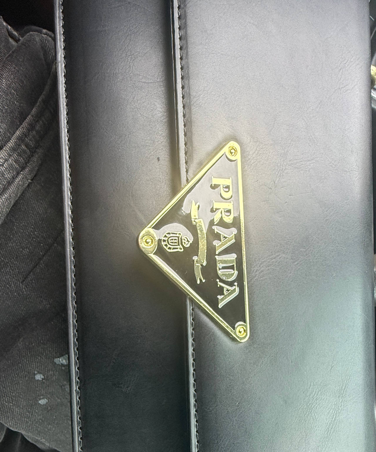 Prada Triangle Logo Leather Bag