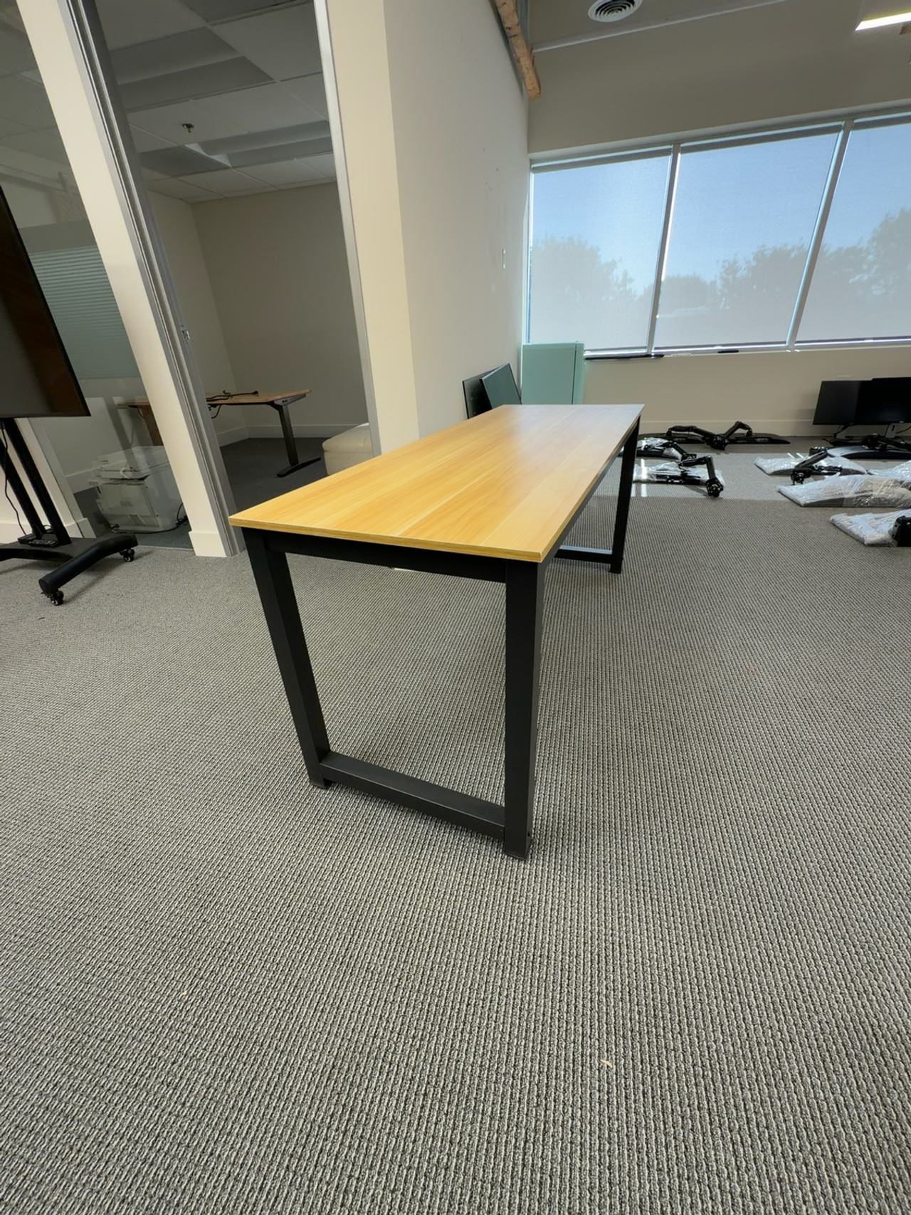 Modern Computer Desk 40" Natural Finish plaster wood vinyl wrapped