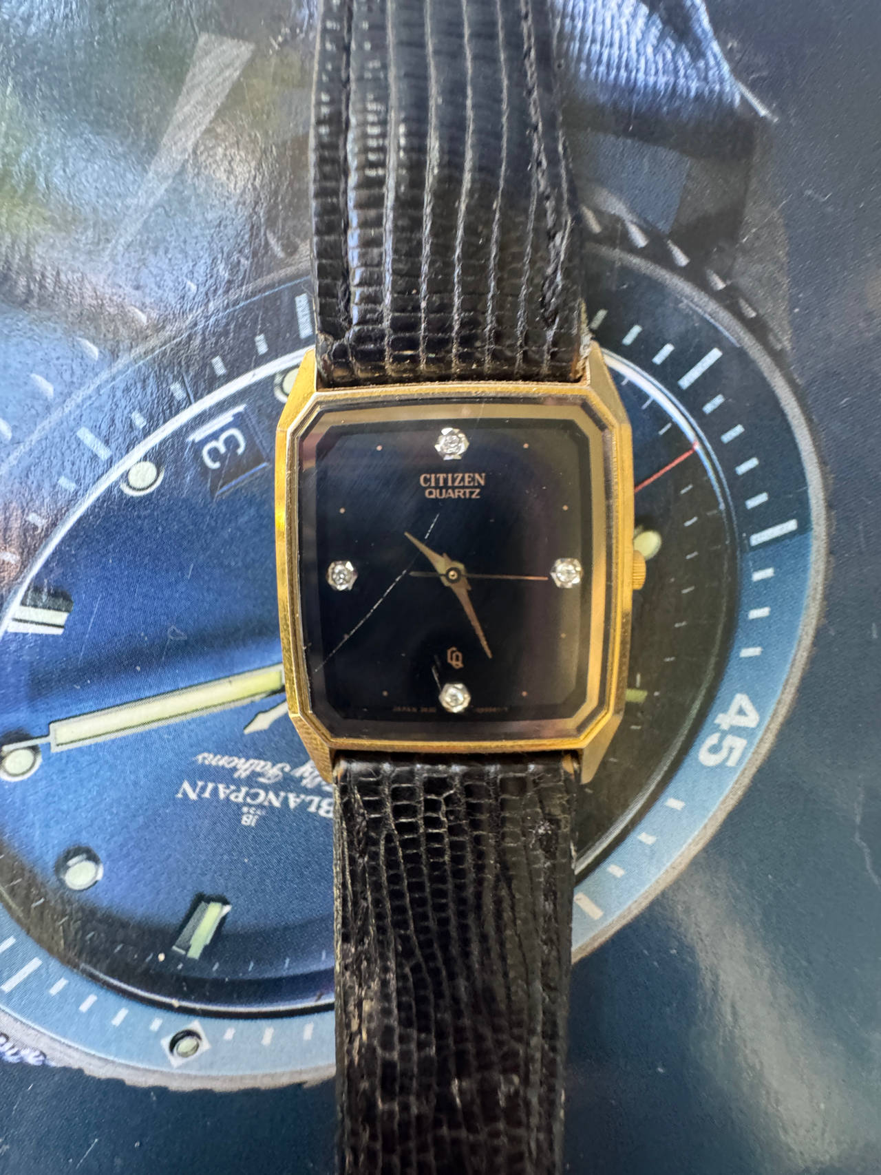 Citizen Vintage Quartz Diamond Dial Gold Tone Watch