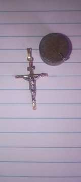 10k Two-Tone Gold Crucifix Pendant - Image 2