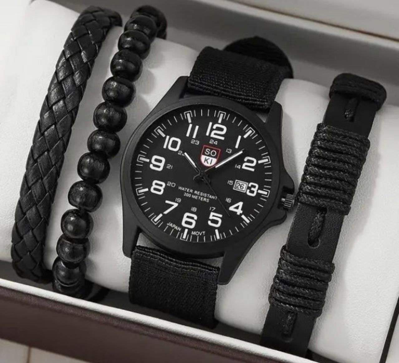 Youth Soki Men's Military Sport Watch with Bracelet Set Inv #3029