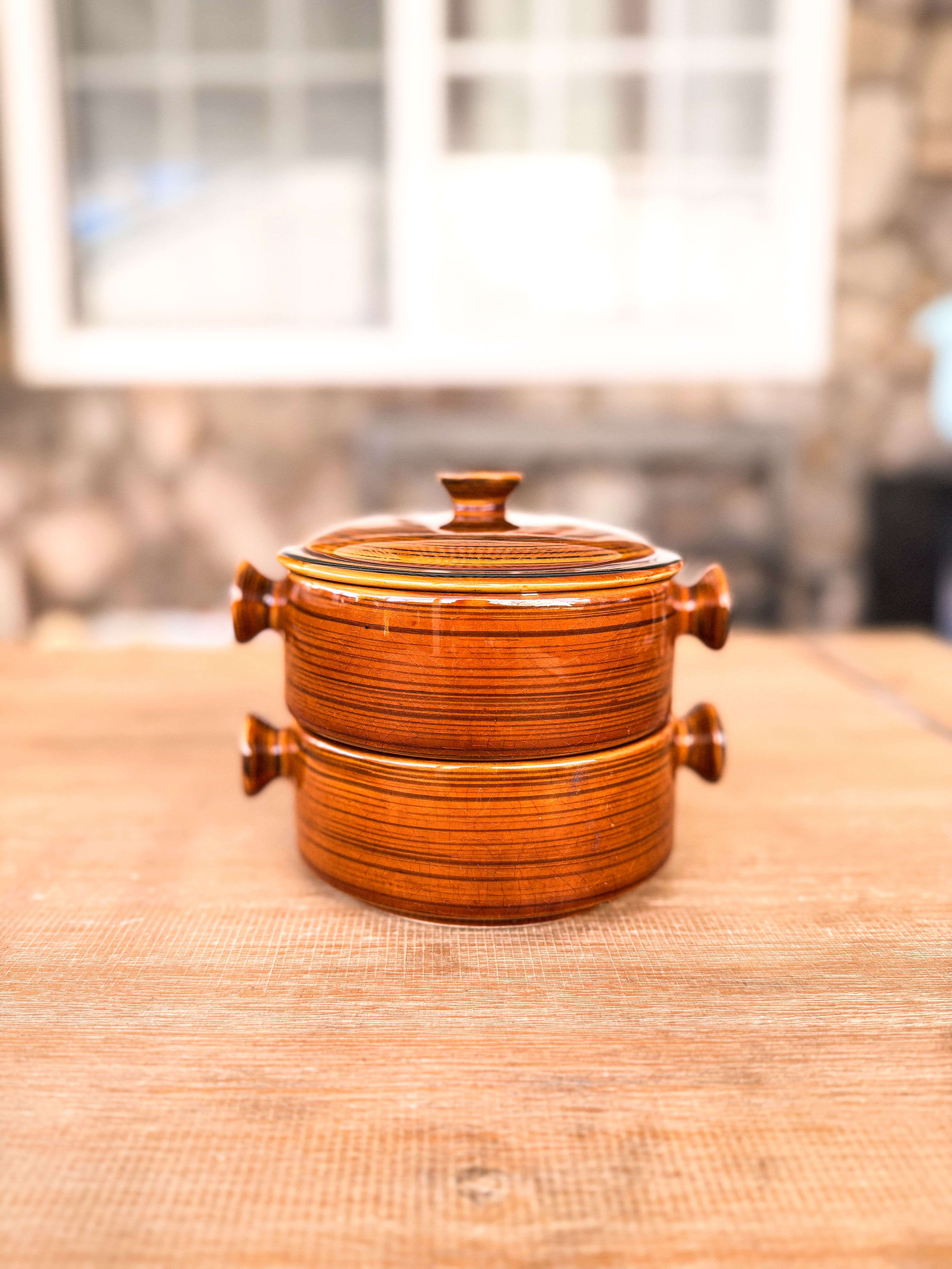 Vintage Brittany Onyx Oven-Proof Stoneware Crocks – Pair (One Decorative) - Image 8