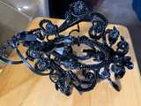 Black Beaded Chandelier Hanging Lamp Gothic Vintage Style Crystal Accent Light - Image 3