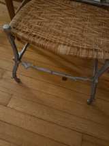 Vintage Faux Bois Metal Chair and Footstool - Image 2