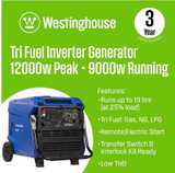 Westinghouse 12,000-Watt Tri-Fuel Inverter Generator with CO Sensor - Image 3