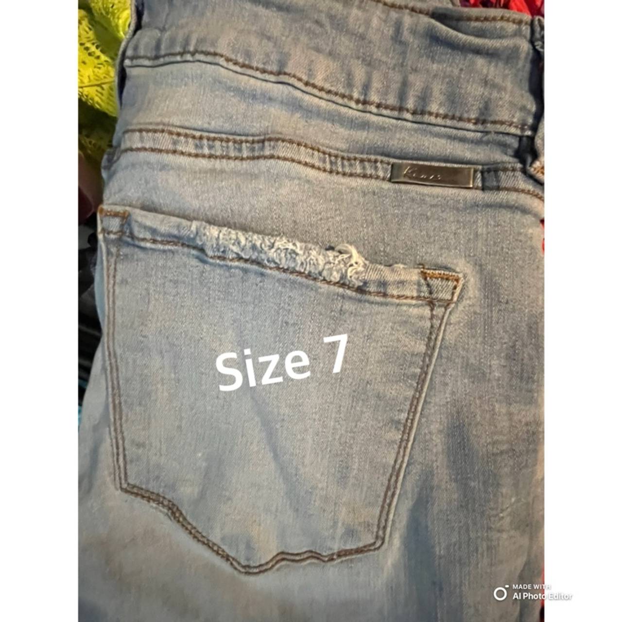 Seven7 Women's High Rise Light Wash Distressed Straight Jeans