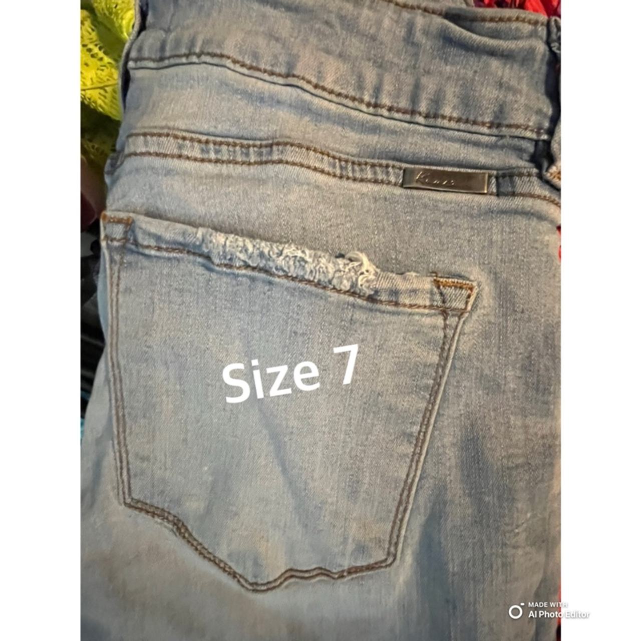 Seven7 Women's High Rise Light Wash Distressed Straight Jeans