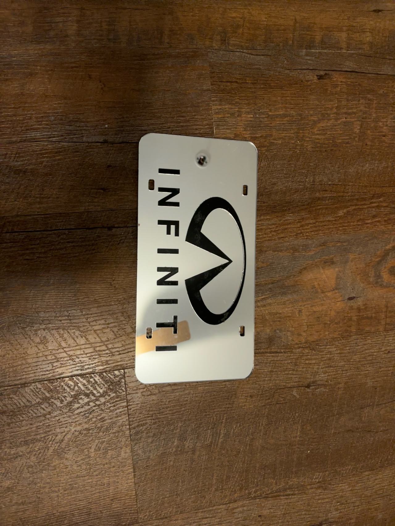 Infiniti Logo License Plate - Brushed Chrome