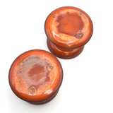 Mid-Century Modern Ceramic Candle Holders MCM Orange Glaze - Image 6