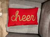 Sunbrella Holiday Pillow Cover Cheer Red Gold - Image 2