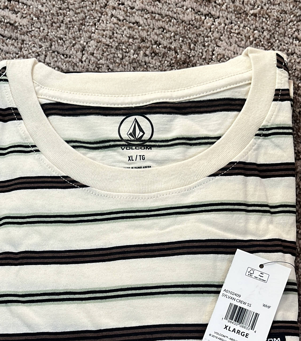 Volcom Sylvan Crew SS Striped T-Shirt new with tags xl