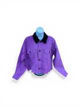 Wild Fable Purple Cropped Denim Jacket with Corduroy Collar - Image 1