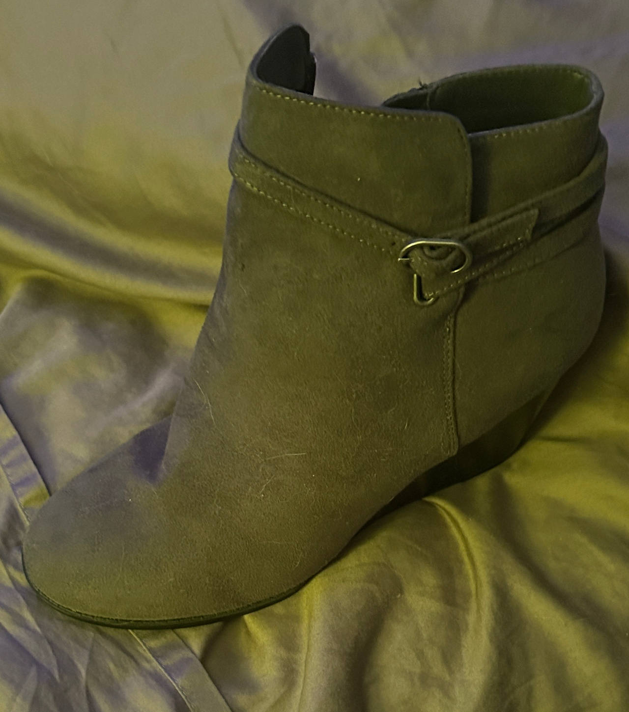 Grey Suede Wedge Ankle Boots