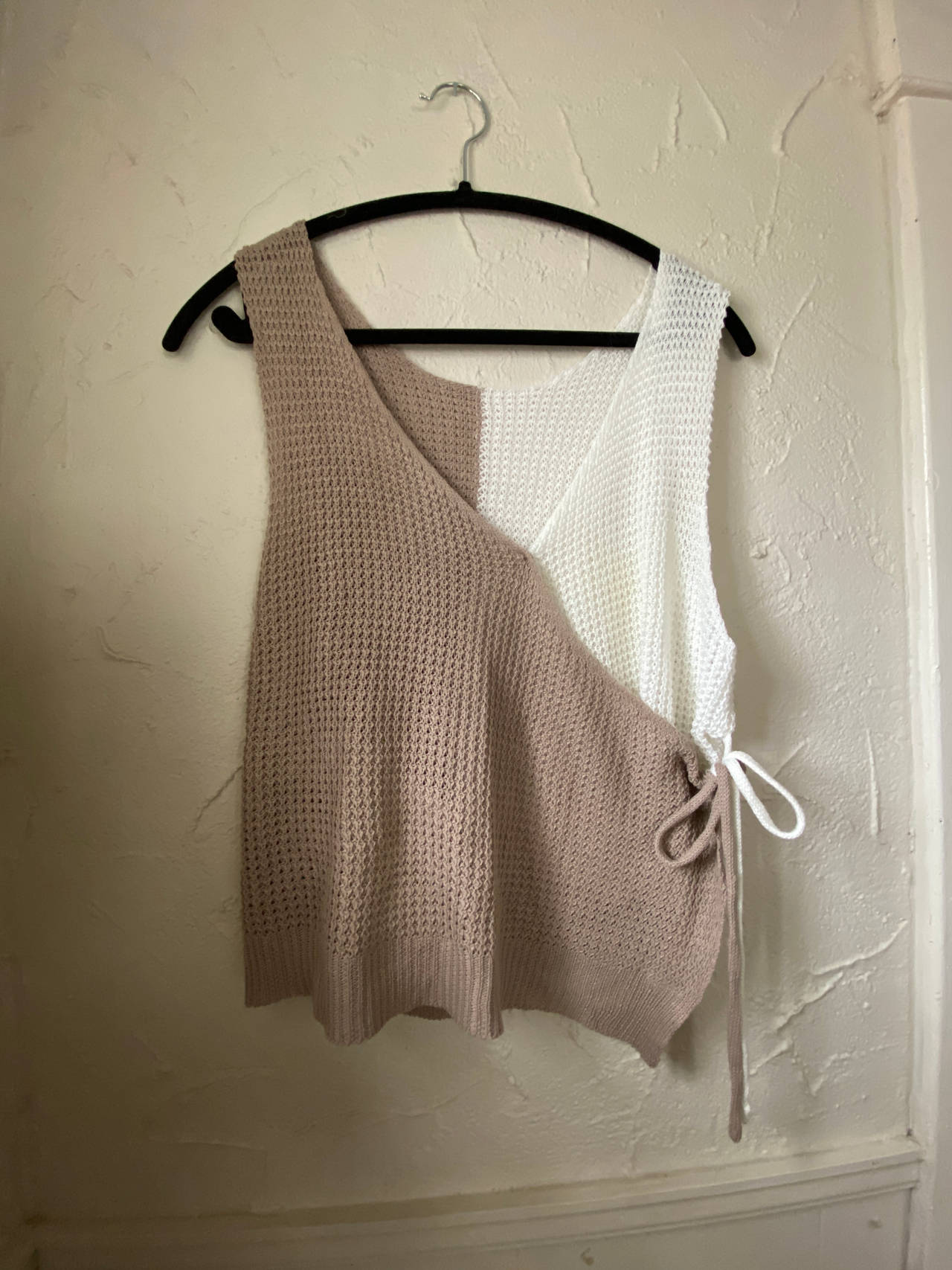 Large Colorblock Knit Wrap Tank Top