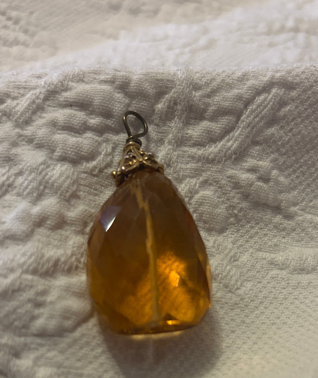 Vintage Amber Glass Teardrop Pendant