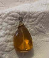 Vintage Amber Glass Teardrop Pendant - Image 1