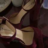 Neiman Marcus Velvet Block Heel Sandals - 8 - Image 4