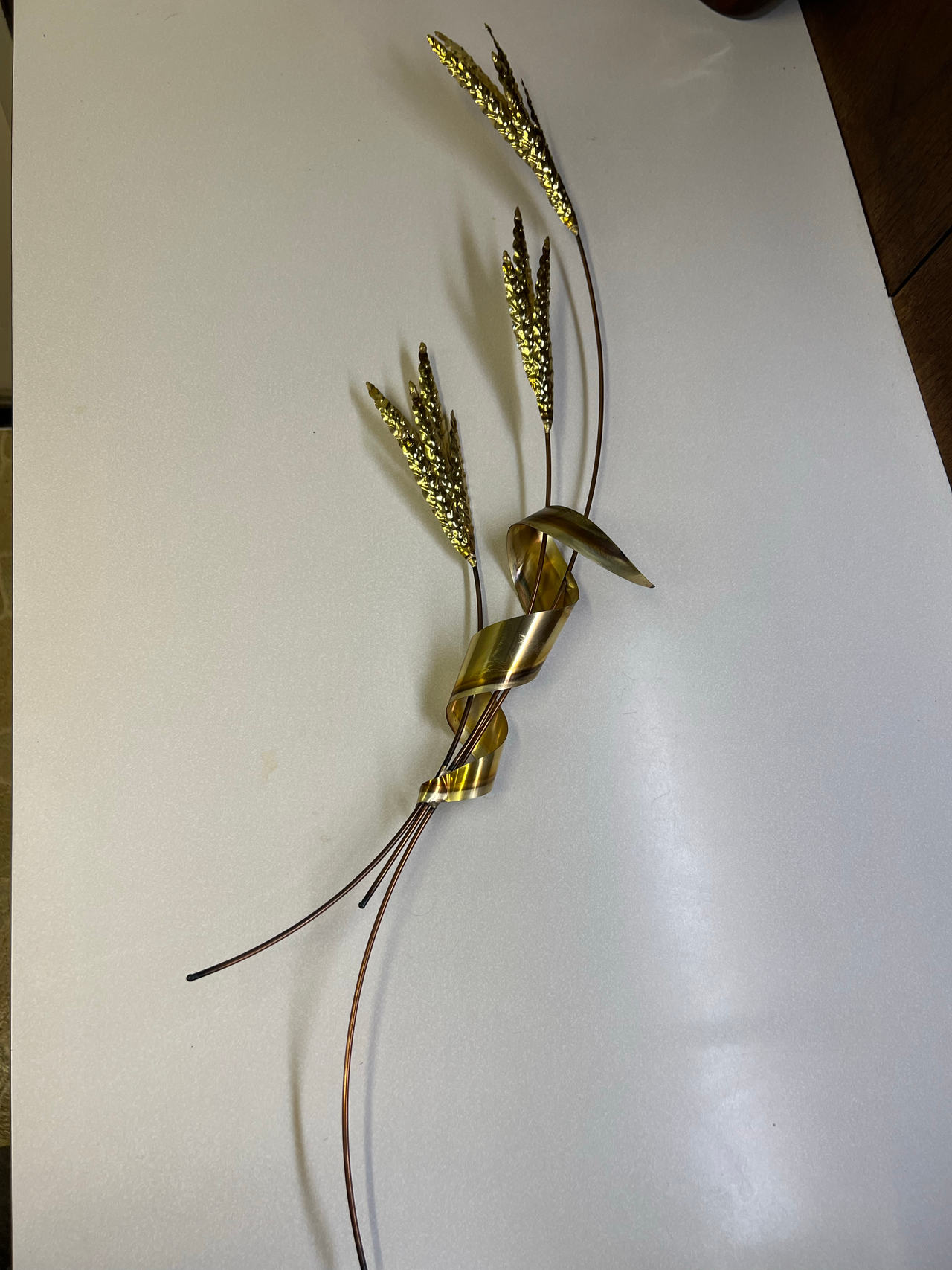 Vintage Brass Wheat Stalk Wall Hanging Mid Century