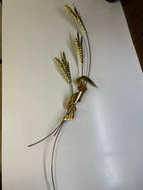 Vintage Brass Wheat Stalk Wall Hanging Mid Century - Image 1