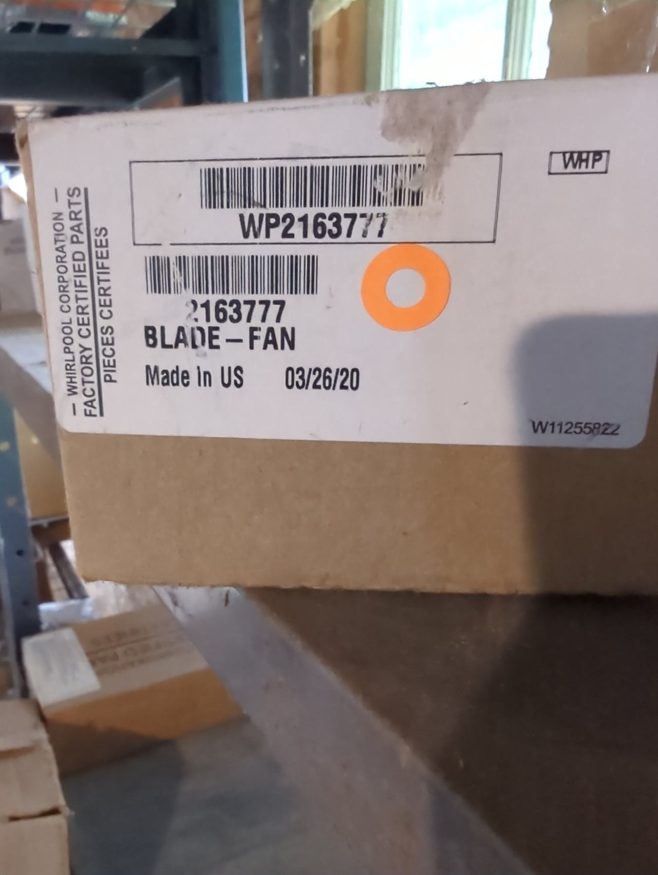 Whirlpool WP2163777 Refrigerator Condenser Fan Blade