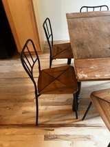 Rustic Wood Dining Table and 6 Metal Chairs Set - Image 6