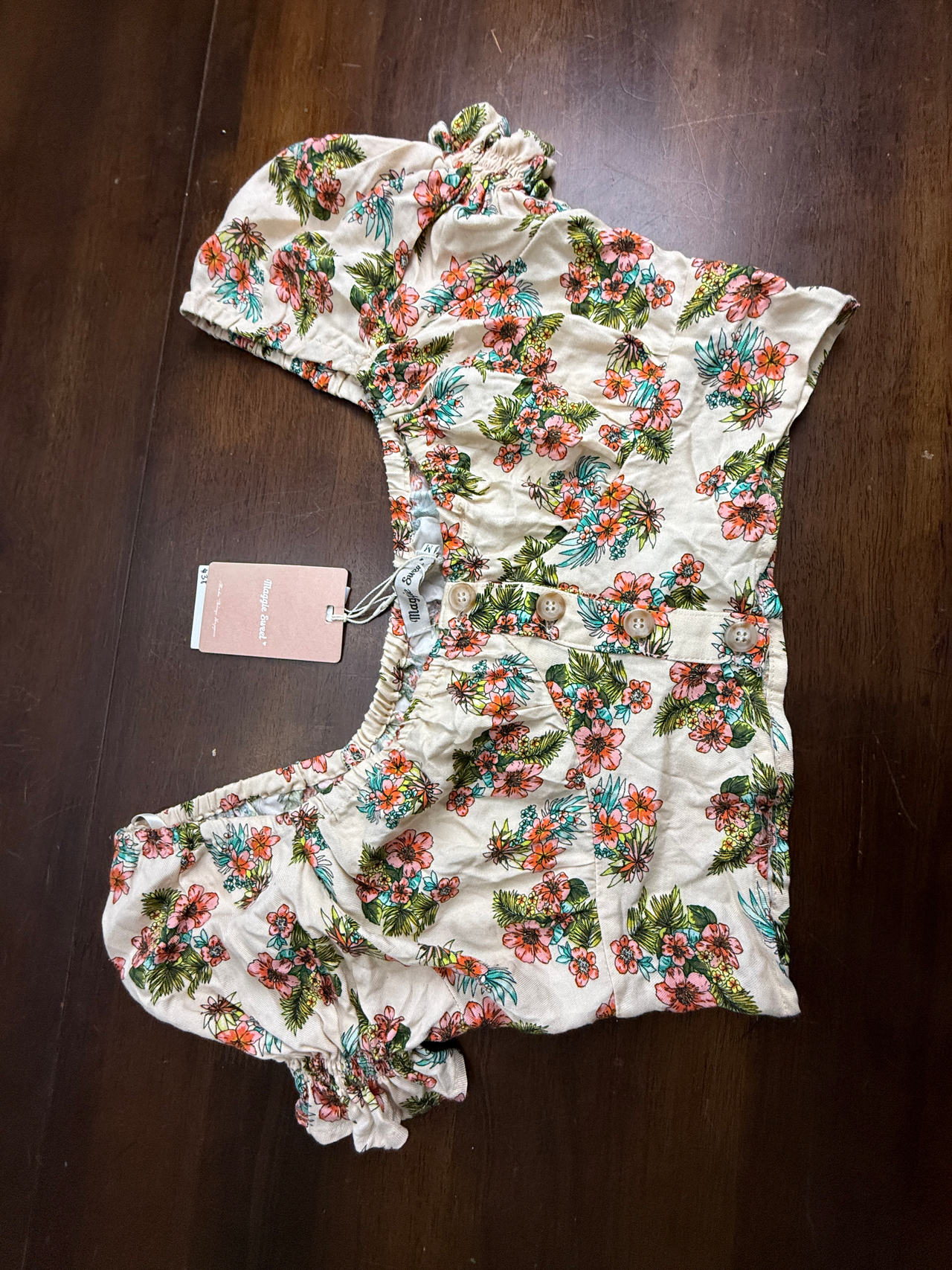Maggie Sweet Floral Puff Sleeve Crop Top M