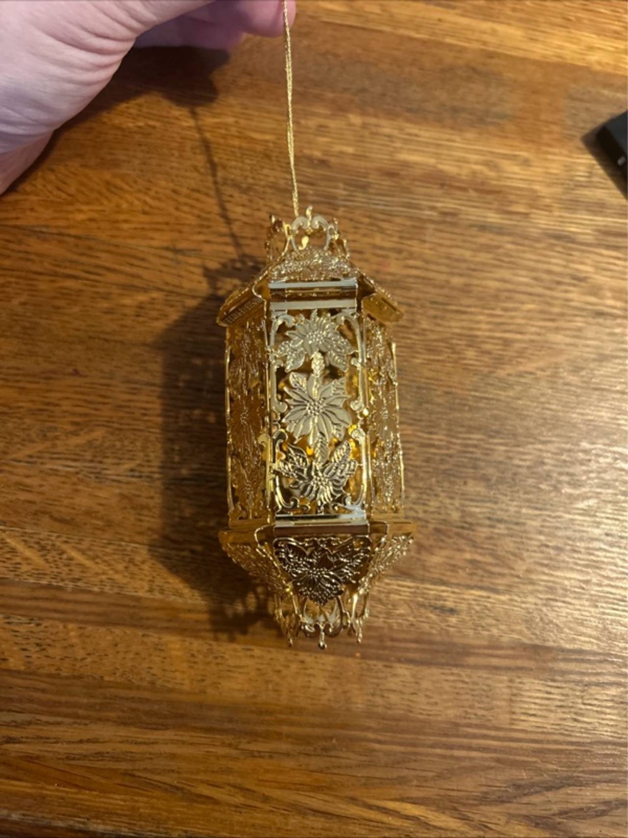 Reed & Barton 24k Gold Plated Lantern Christmas Ornament