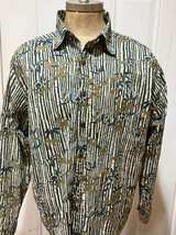 Koa Road Men's Large L/S Button-Up Shirt - Vintage Bamboo Print Botanical Leaf - Image 1