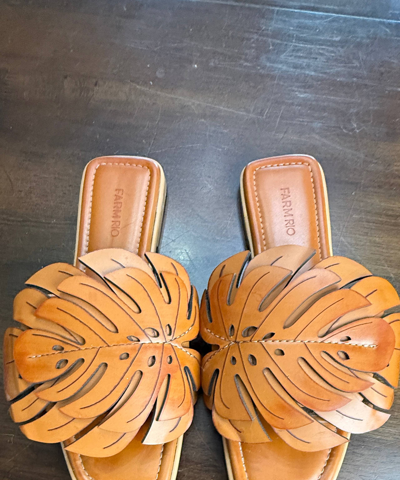 Farm Rio Monstera Leaf Leather Sandal size 10