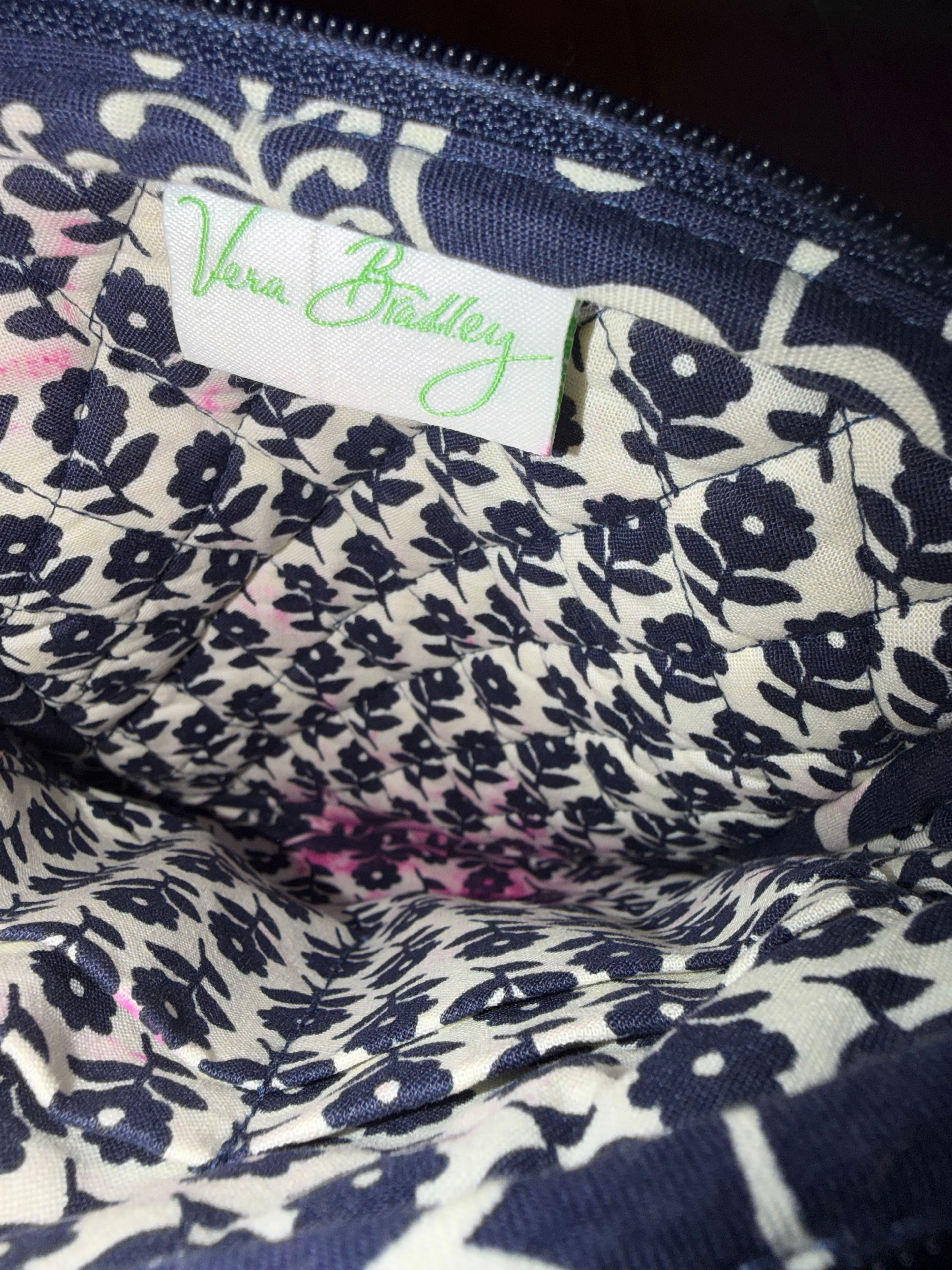 Vera Bradley Crossbody Bag Navy Twirly Birds Pattern - Image 2