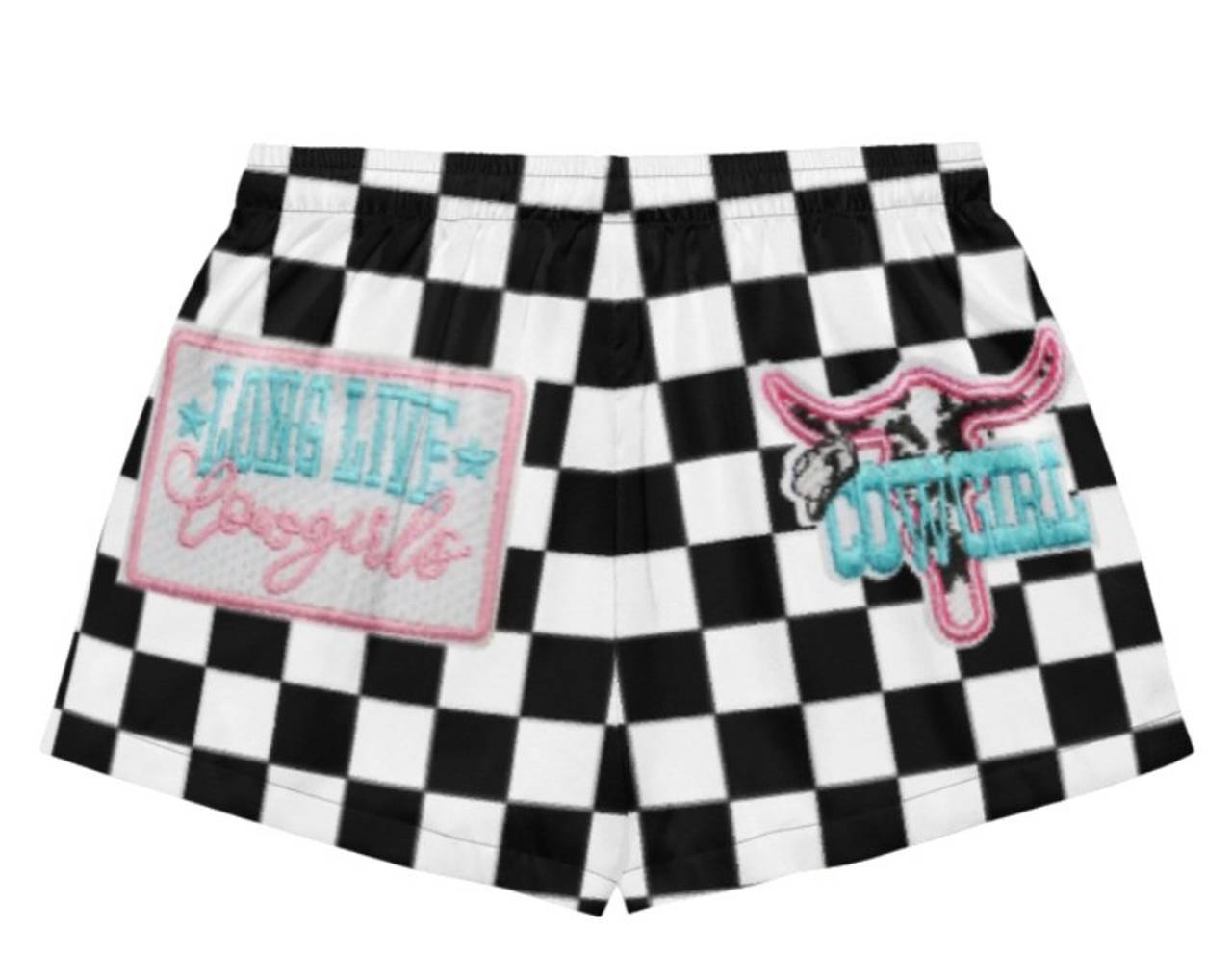 Checkered Cowgirl Graphic Shorts