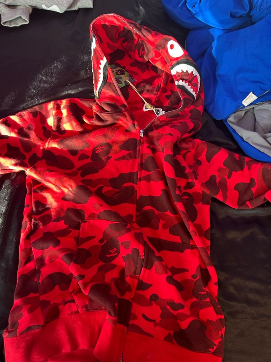 BAPE Color Camo Shark Full Zip Hoodie Red