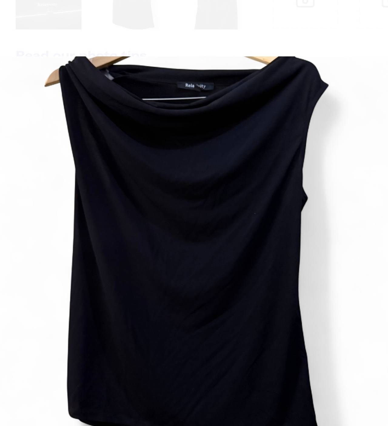 Sleeveless Black Cowl Neck Top