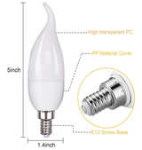 E12 Flame Bulbs 6 Packs, 3 Mode LED Candelabra Flame Light Bulb 2.0 Watt Warm - Image 2