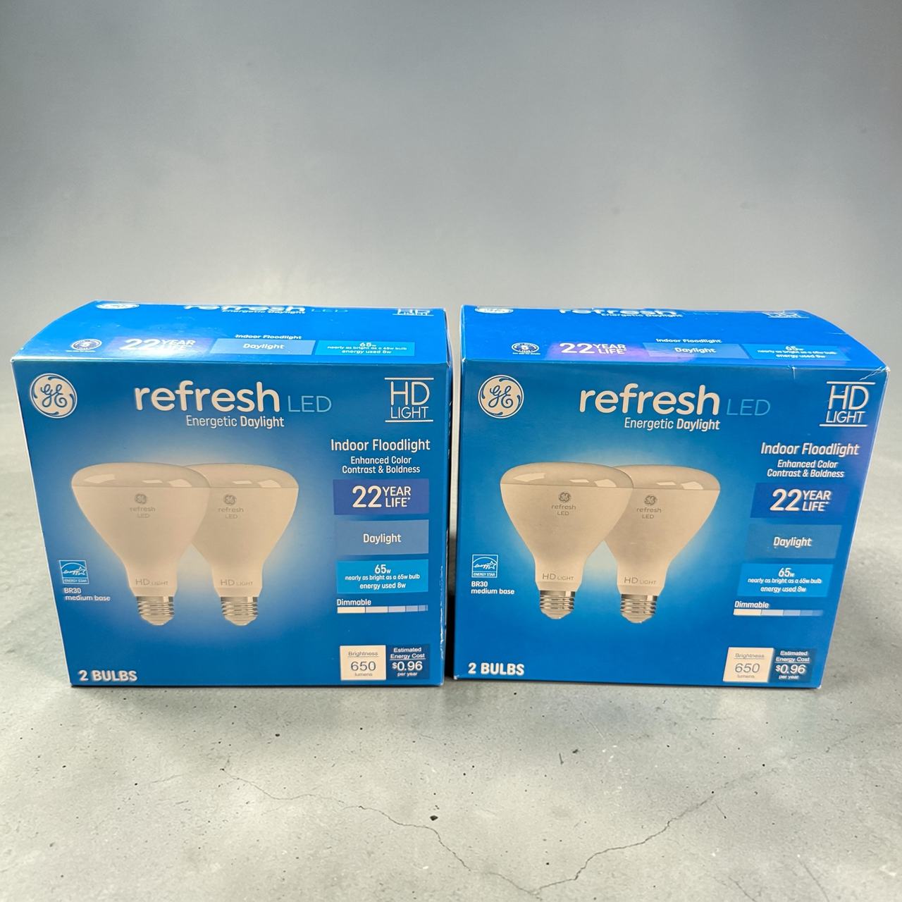 GE Refresh HD LED BR30 Floodlight Bulbs - 2 Boxes (4 Bulbs Total)