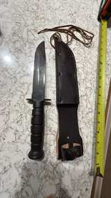 Camillus New York USA 11.75 inch Blade Knife with Leather Sheath - Image 1