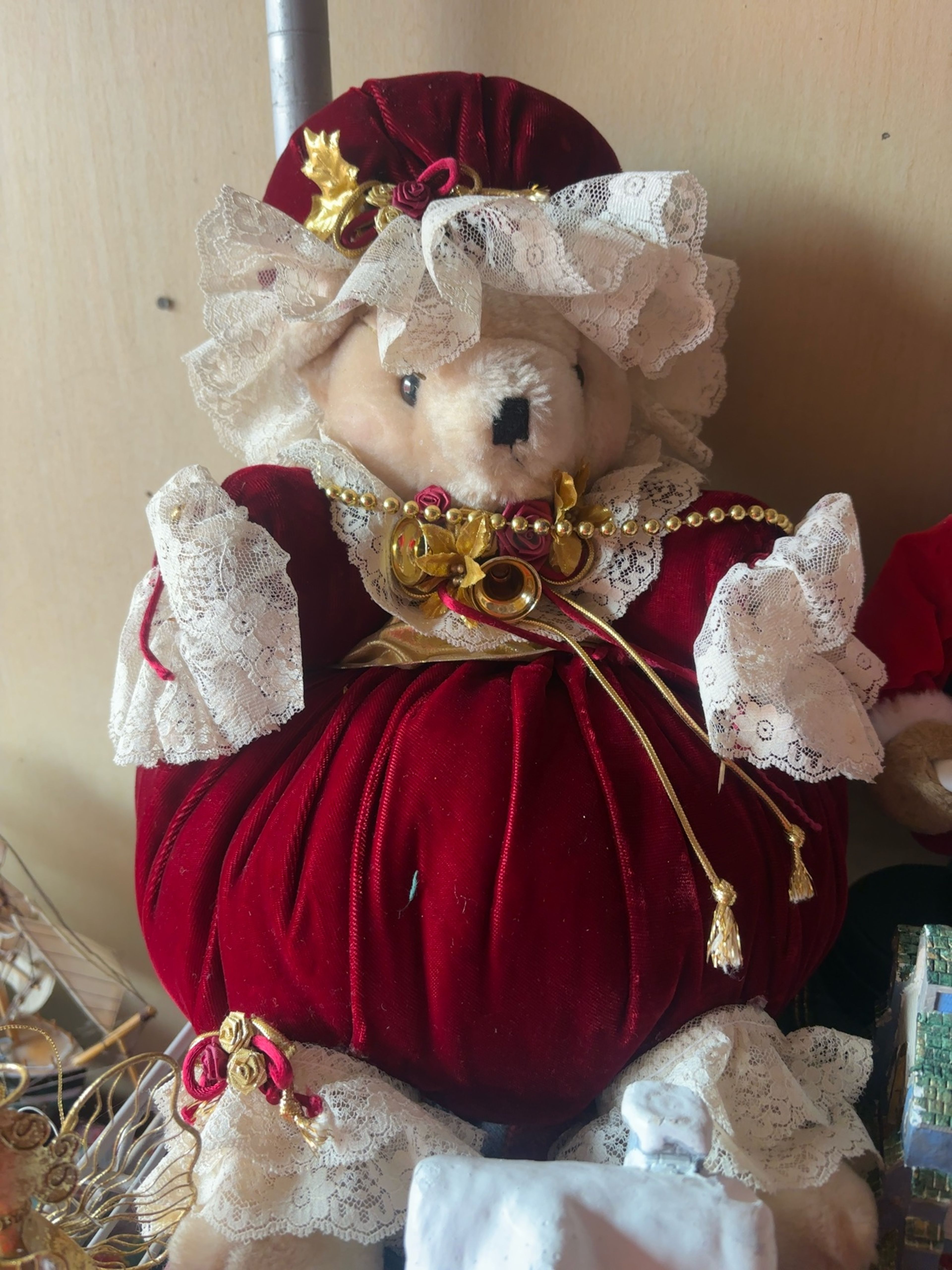 Dan Dee Collectible Plush Bear with Red Velvet Dress