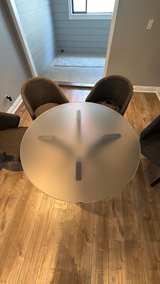 Modern Frosted Glass Dining Set with 4 Chairs - Image 2