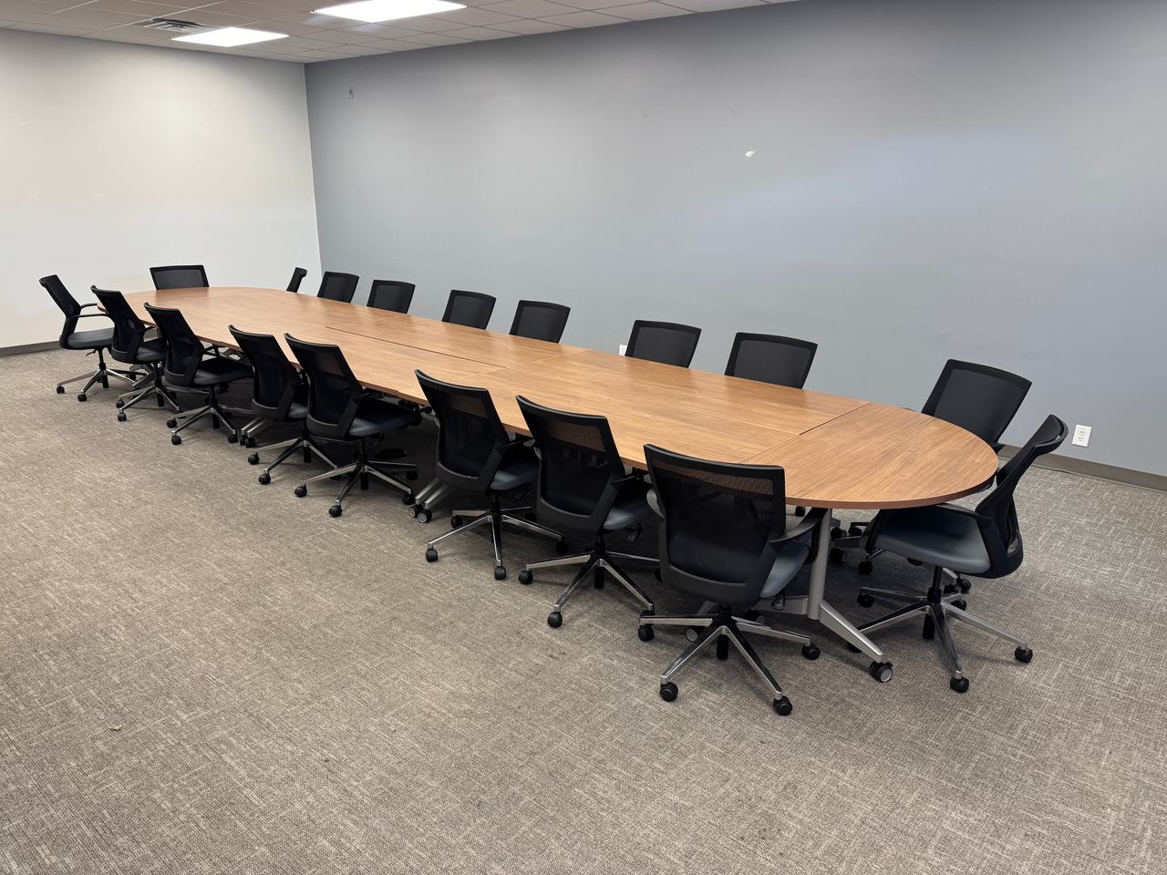 Large 14-16 Person Racetrack Conference Table with Chairs
