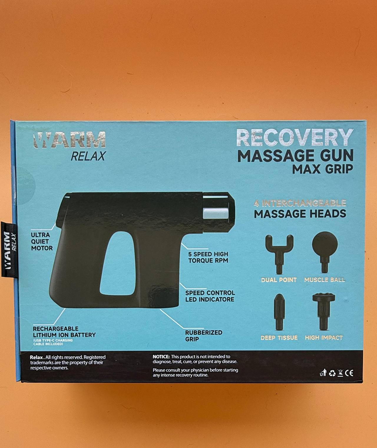 Warm Relax Recovery Massage Gun Max Grip