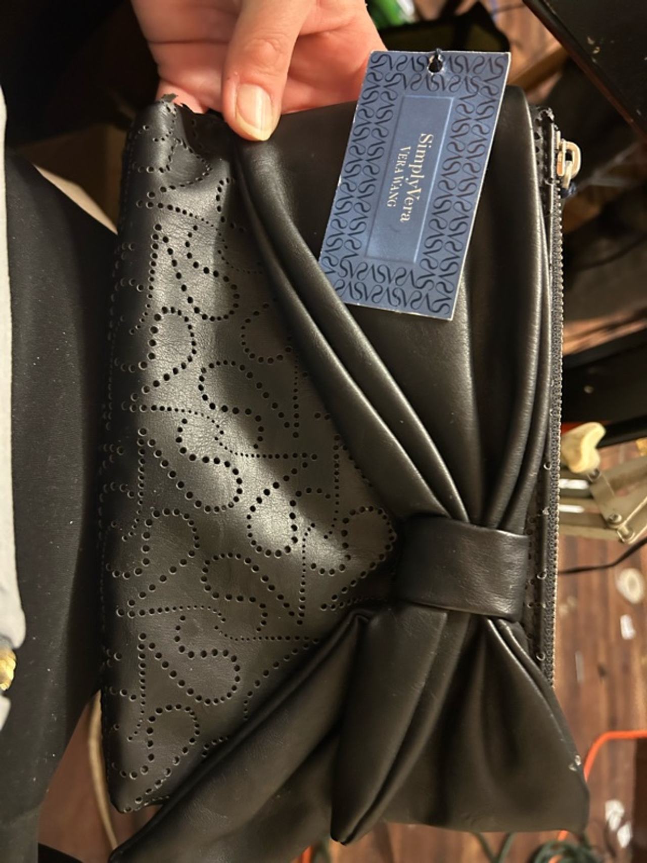 Vera Wang Wristlet with Black Bow Detail