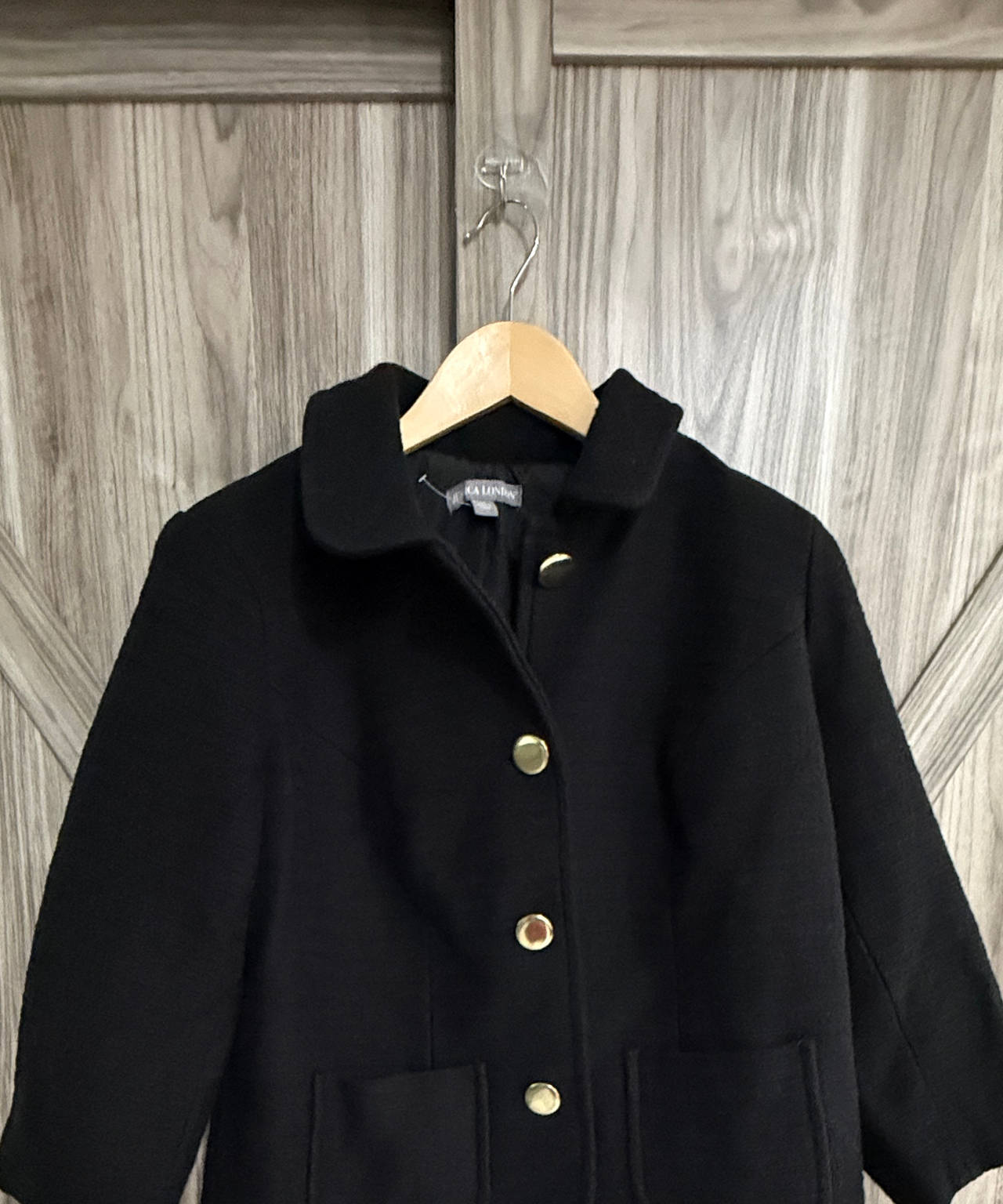 Jessica London Gold Button Black Dress Coat size 12