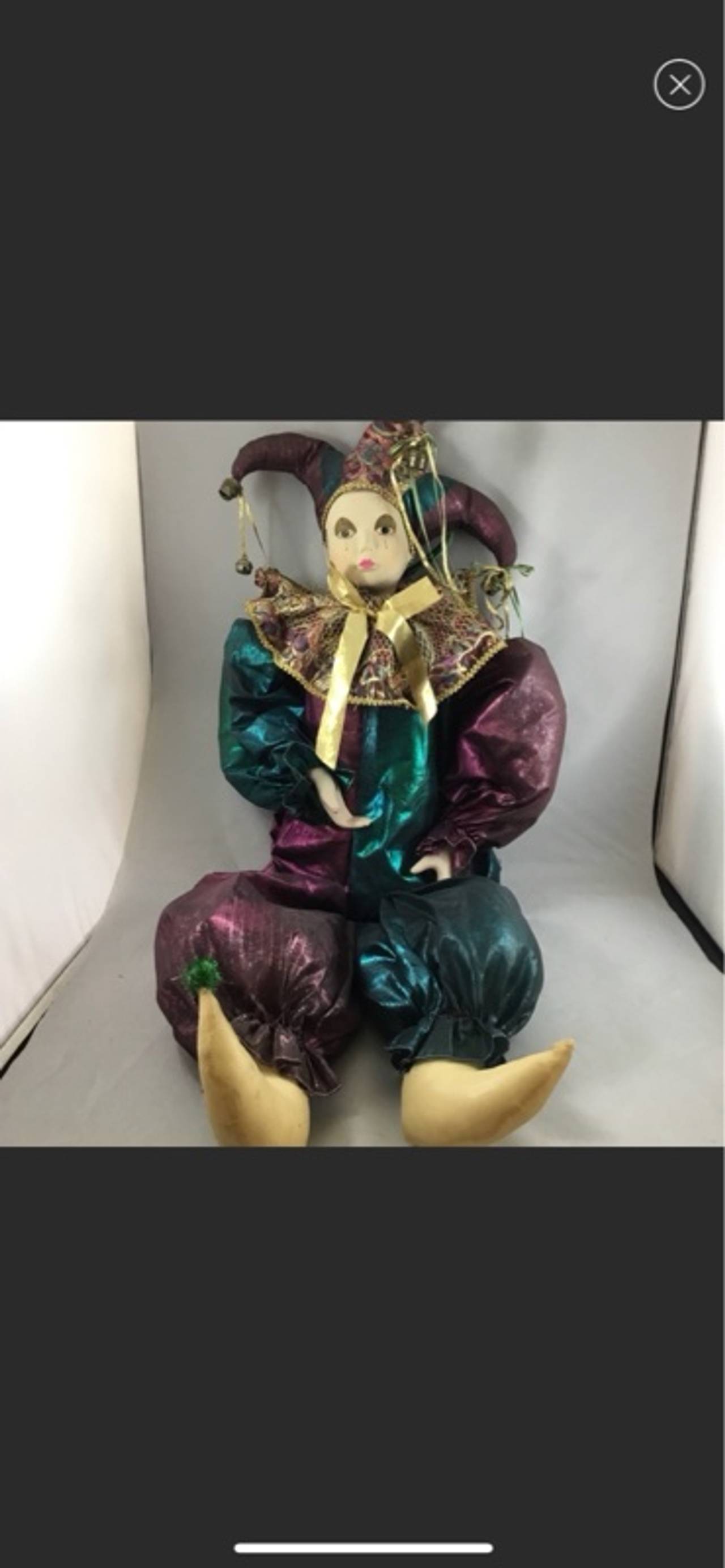 Porcelain Clown Doll 18-inch Hand-Painted