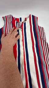 Vintage Kids Red White and Blue Striped Seersucker Jumpsuit - Image 7