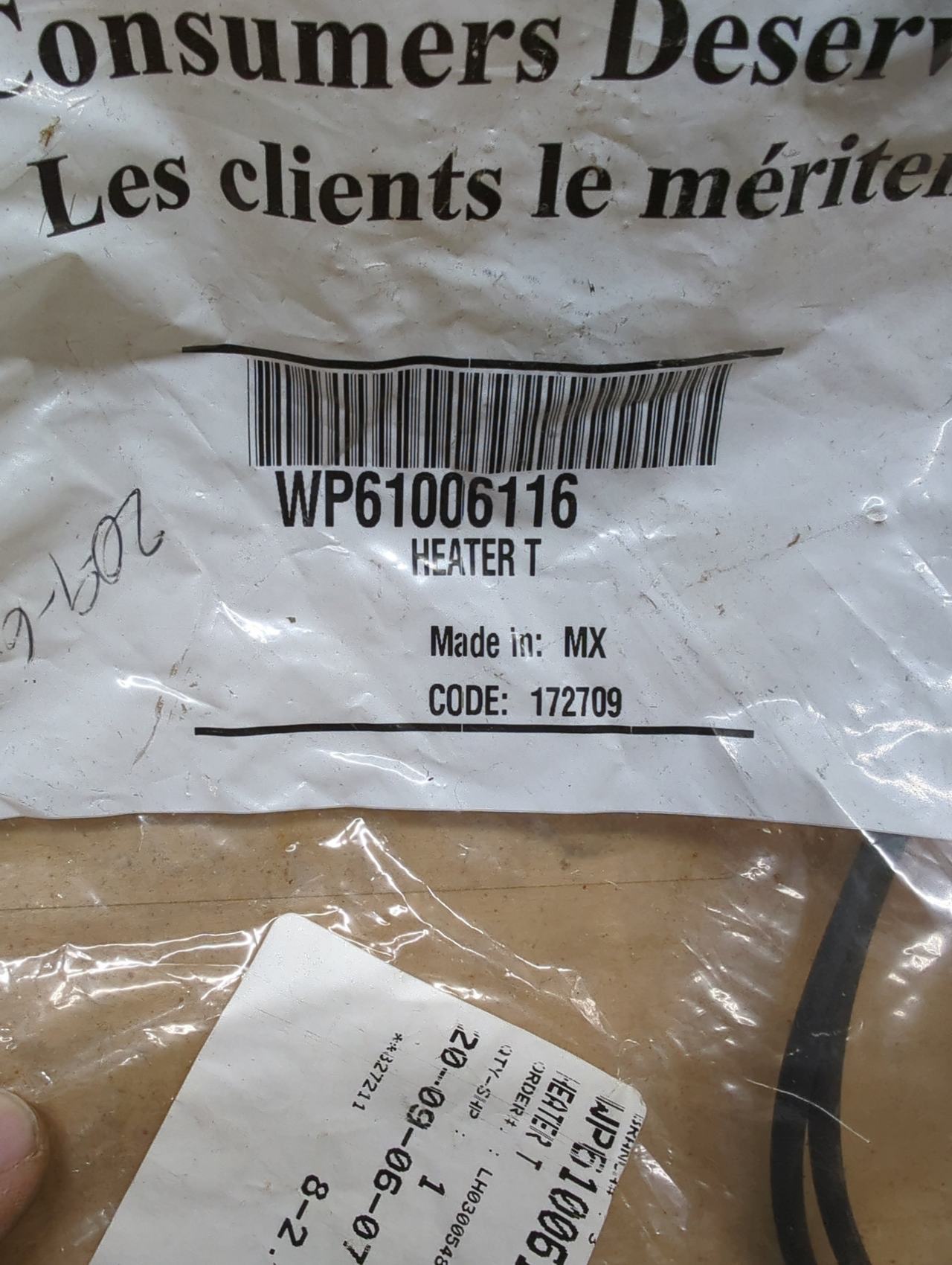 Whirlpool WP61006116 Refrigerator Defrost Heater