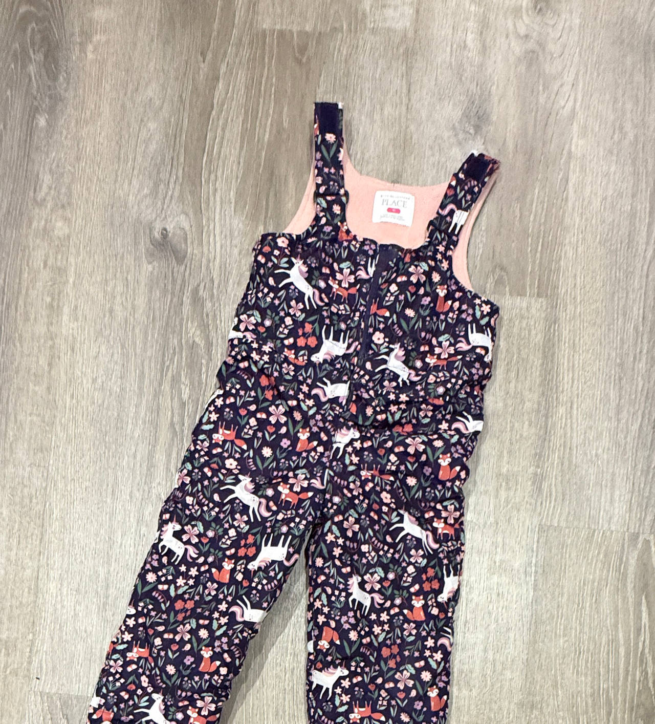 The Children's Place Girls Unicorn Floral Snow Bibs