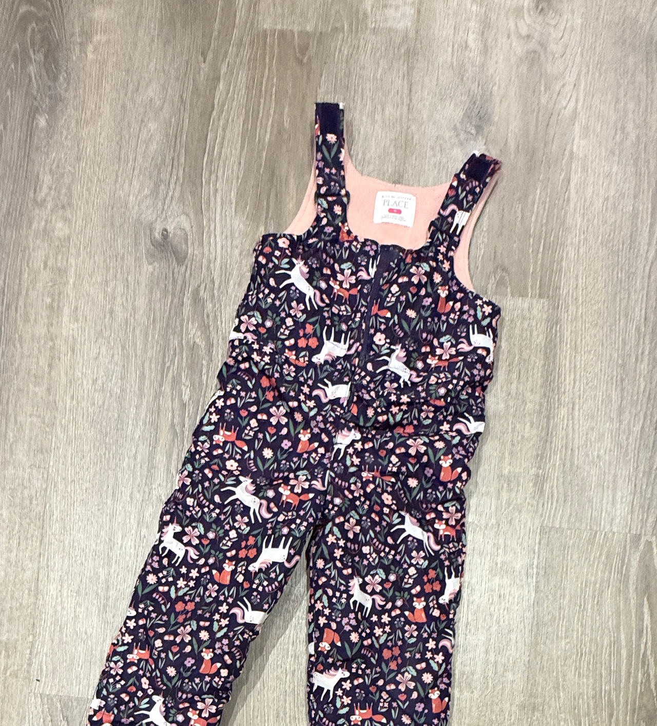 The Children's Place Girls Unicorn Floral Snow Bibs