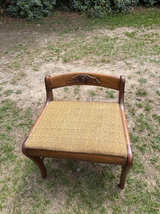 Vintage Carved Wood Vanity Stool - Image 1