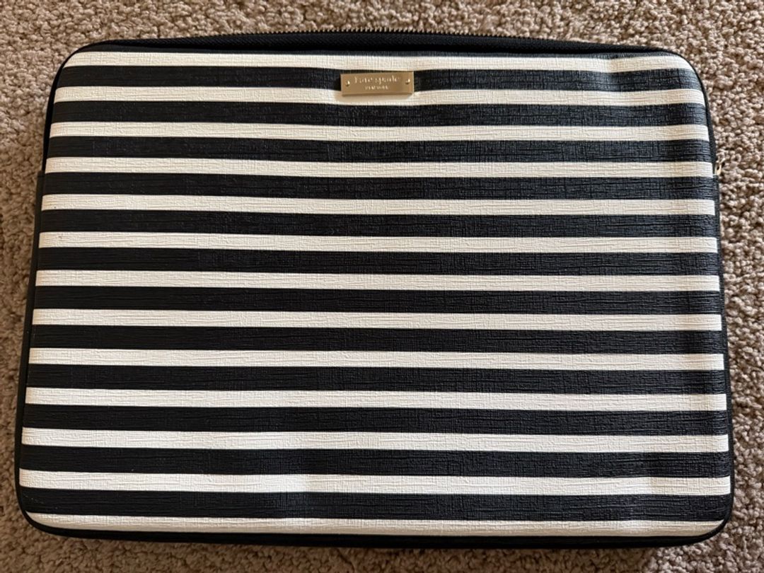 Kate Spade Black & White Striped Laptop Sleeve 13-inch