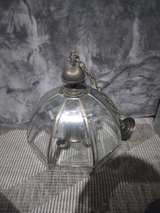 Vintage Brass and Beveled Glass 3-Light Hanging Chandelier - Image 1